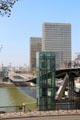 Simone de Beauvoir footbridge over River Seine between National Library & Parc Bercy. Paris, France.