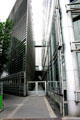 Exterior corridor at Arab World Institute building. Paris, France.