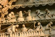 Dead arising from their tombs in Last Judgment scene on Cathedral. Reims, France.