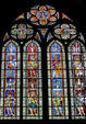 Stained glass portraits of kings & knights in Cathedral. Strasbourg, France.