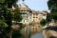Half-timbered houses along Petite France canal area. Strasbourg, France.