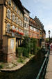 Half-timbered houses beside Locks of L'Ill River. Strasbourg, France.