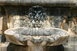 Lion face in grottos of Vaux-le-Vicomte chateau. Melun, France.
