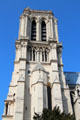 Southwest tower of Notre Dame Cathedral. Paris, France.
