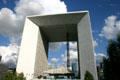 La Grande Arche at La Défense seen against clouds. Paris, France.