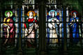 Female saints stained glass windows in St-Séverin Church. Paris, France.