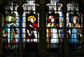 Bishop saints stained glass windows in St-Séverin Church. Paris, France.