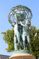 Symbolic figures of four continents atop Fontaine de l'Observatoire by Jean-Baptiste Carpeaux near Luxembourg Gardens. Paris, France.