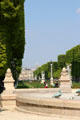 View along Jardin Marco Polo to Luxembourg Gardens. Paris, France.