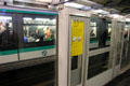 Metro safety doors with warnings. Paris, France.