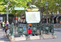 Art Nouveau Metro entrance as installed around Paris. Paris, France.