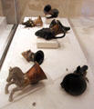 Collection of ancient Greek ceramic rhyton drinking cups at Petit Palace Museum. Paris, France.
