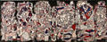 Train of clocks abstract painting by Jean Dubuffet at Georges Pompidou Center. Paris, France.