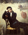 Portrait of an artist in his studio painting attrib. Théodore Géricault at Louvre Museum. Paris, France.