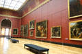 Grand gallery of historic paintings at Louvre Museum. Paris, France.