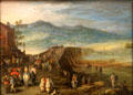 Bridge of Talavera painting by Jan Brueghel Elder of Brussels at Louvre Museum. Paris, France.
