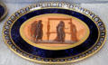 Sèvres porcelain plate imitating antique cameo of Penelope caught unwinding her weaving in the Odyssey by Jean-Marie Degault at Sèvres National Ceramic Museum. Paris, France