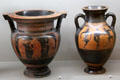 Athenian red-figure krater & black-figure amphora showing exercising Greeks at Sèvres National Ceramic Museum. Paris, France.