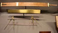 Slide rule , log rule, differential-motion divider, triangular compass all at Arts et Metiers Museum. Paris, France.
