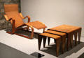 Bent wood & plywood chaise longue & stacking tables by Marcel Breuer with Isokon Furniture of London at Musée des Monuments Français. Paris, France.