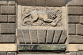 Lion carving by Goujon next to entrance at Carnavalet Museum. Paris, France.