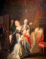 Farewell of Louis XVI to his family Jan 20,1793 painting by Jean-Jacques Hauer at Carnavalet Museum. Paris, France