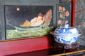 Chinese man in boat drawn in drawing room at Maison de Victor Hugo. Paris, France.