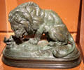 Lion Crushing a Snake bronze sculpture by Antoine Barye at Museum of Fine Arts. Reims, France.