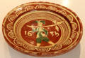 Ceramic plate with halberdier image made in Arras at Arras Fine Art Museum. Arras, France.