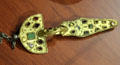 Gilded fibulae from treasure of Airan at Museum of Normandy. Caen, France.
