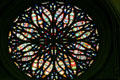 Rose window over main doors of Amiens Cathedral. Amiens, France.