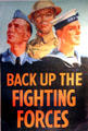 Back up the Fighting Forces Canadian WWII poster at Juno Beach Centre. Courseulles-sur-Mer, France.