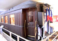 Duplicate of Marshal Foch rail car where armistices with Germany were signed in 1918 & 1940 at Armistice Rail Car clearing. Compiègne, France.