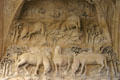 Detail of Ludovico XV marble fountain near Great Clock. Rouen, France.