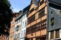 Colored half-timbered buildings near St Maclou church. Rouen, France.