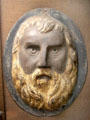 Iron wall sign of A la Barbe d'Or barber shop from Paris at Wrought Iron Museum. Rouen, France.