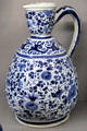 Earthenware pitcher with blue foliage from Rouen at Rouen Ceramic Museum. Rouen, France.