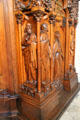 Evangelists Luke & John carved at base of pulpit at St Maurice of Angers Cathedral. Angers, France.