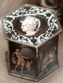 Salt cellar enamel paint on copper by Pierre Reymond of Limoges depicting the 12 labors of Hercules at Angers Fine Arts Museum. Angers, France.