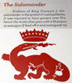 Salamander emblem of King François I plaque at Blois Chateau. Blois, France.
