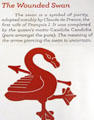 Wounded swan emblem of Claude de France wife of François I plaque at Blois Chateau. Blois, France.