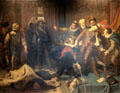 Assassination of Henri III on Aug. 1, 1589 painting by Hugues Merle at Blois Chateau. Blois, France.