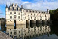 Chenonceau Chateau forms bridge over River Cher. Chenonceau, France.