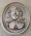 Medallion with historic figure on lower level of Gallery Bridge at Chenonceau Chateau. Chenonceau, France.
