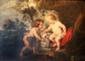 Infants Jesus & Jean the Baptist painting by Peter Paul Rubens at Chenonceau Chateau. Chenonceau, France.