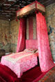 Canopy bed in bedroom of five queens at Chenonceau Chateau. Chenonceau, France.