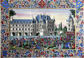 Medici banquet enamel painting at Chenonceau Chateau. Chenonceau, France.