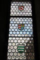 Stained glass composed of blown-glass roundels at Chaumont-Sur-Loire. France.