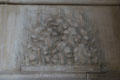 Carved burning mountain on dining room fireplace at Chaumont-Sur-Loire. France.