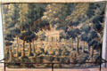 Forested garden view Flemish tapestry at Chateau D'Ussé. Ussé, France.